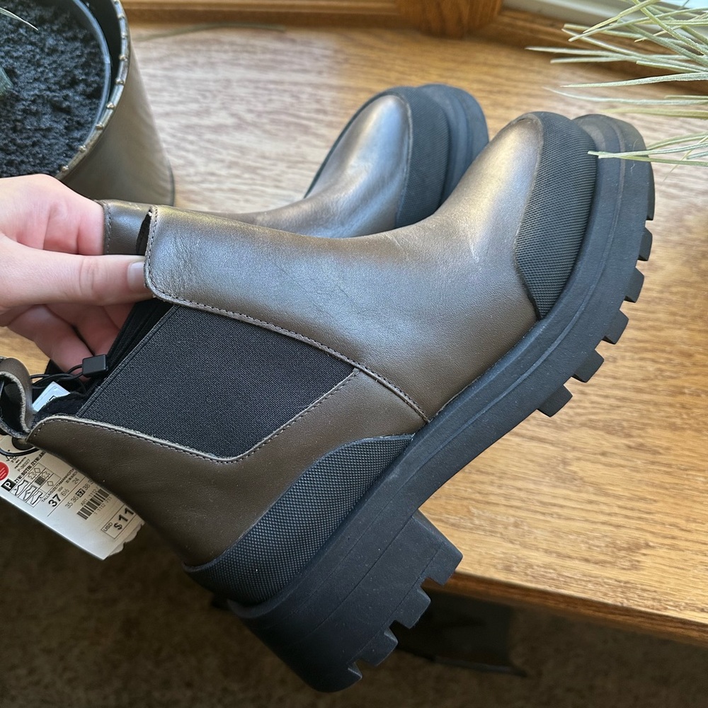 Zara brown leather boots 6.5